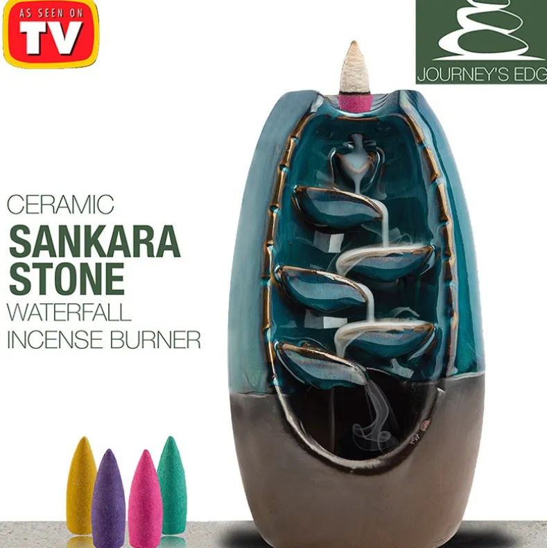 Ceramic Sankara Stone Waterfall Incense Burner or 100 Incense Cones