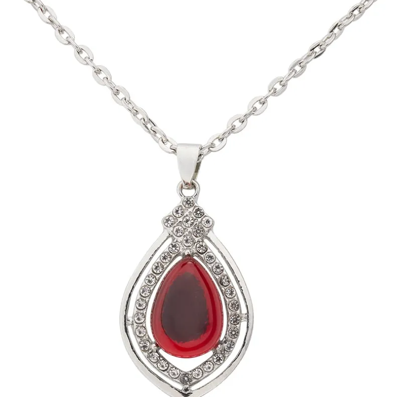 Chalcedony Red Stone Pendant with Chain