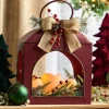 Christmas Country Red Lantern With LED Candle Trio
