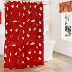 Christmas Dogs Shower Curtain, Bath Rug, Hand Towels, Valance, or Hooks