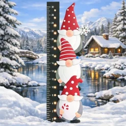 Christmas Lighted Stacked Gnome Snow Gauge