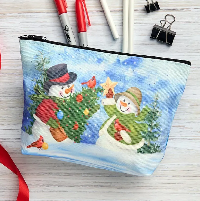 Christmas Zipper Pouch - Snowman or Gingerbread