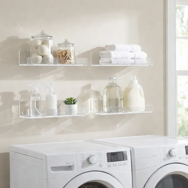 Clear Plastic Storage Shelves - Set of 4