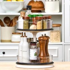 Clear Round Plastic Spinning Cabinet Organizer - Expandable