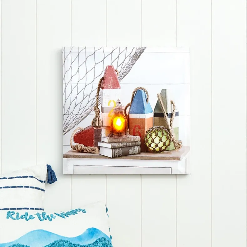 Coastal Lighted Canvas Wall Art - Buoys, Candle, or Coastal