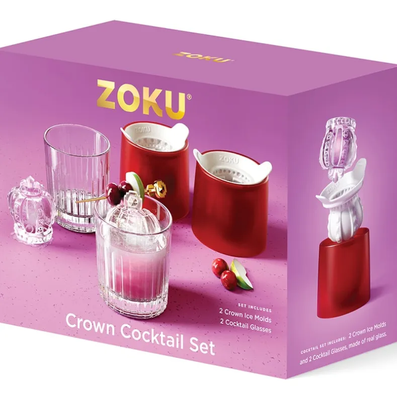 Cocktail Glass and Crown Ice Mold Gift Set