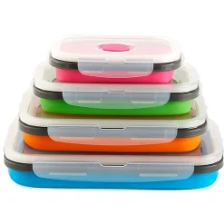 Collapsible Locking Lid Food Storage System Rectangle 8 pc Set