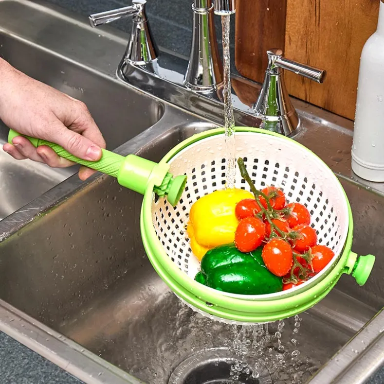 Collapsible Salad Spinner and Straining Colander