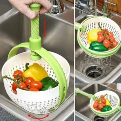 Collapsible Salad Spinner and Straining Colander