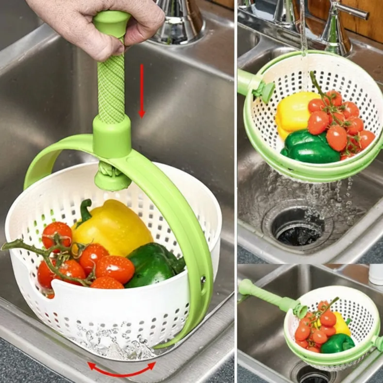 Collapsible Salad Spinner and Straining Colander