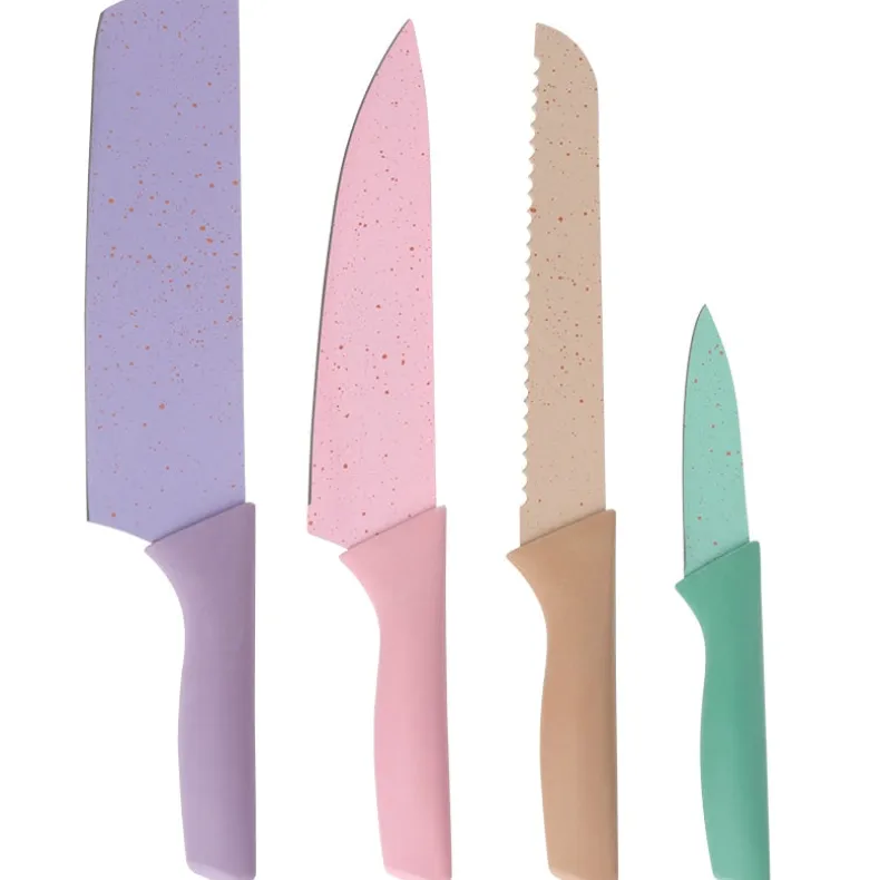 Colorful Kitchen Knife, Peeler, Scissors in Stainless Steel - Set of 6