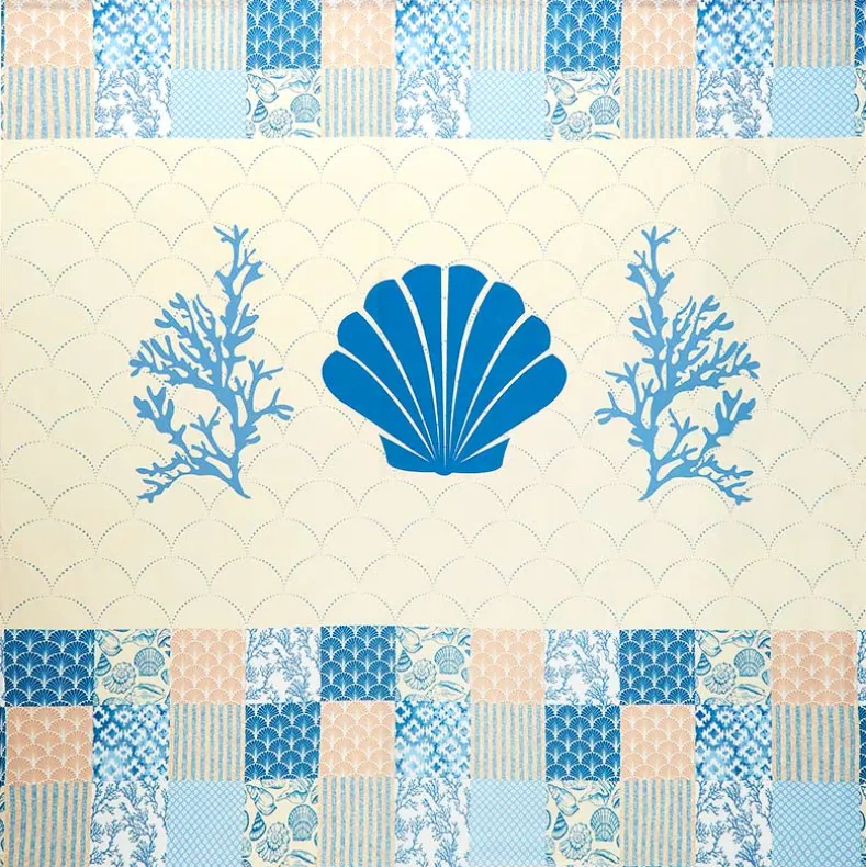 Coral Patch Shower Curtain, Bath Rug, Hand Towels, Valance, or Hooks