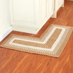 Country Braided Tan Corner Rug 5'8" x 5'8"