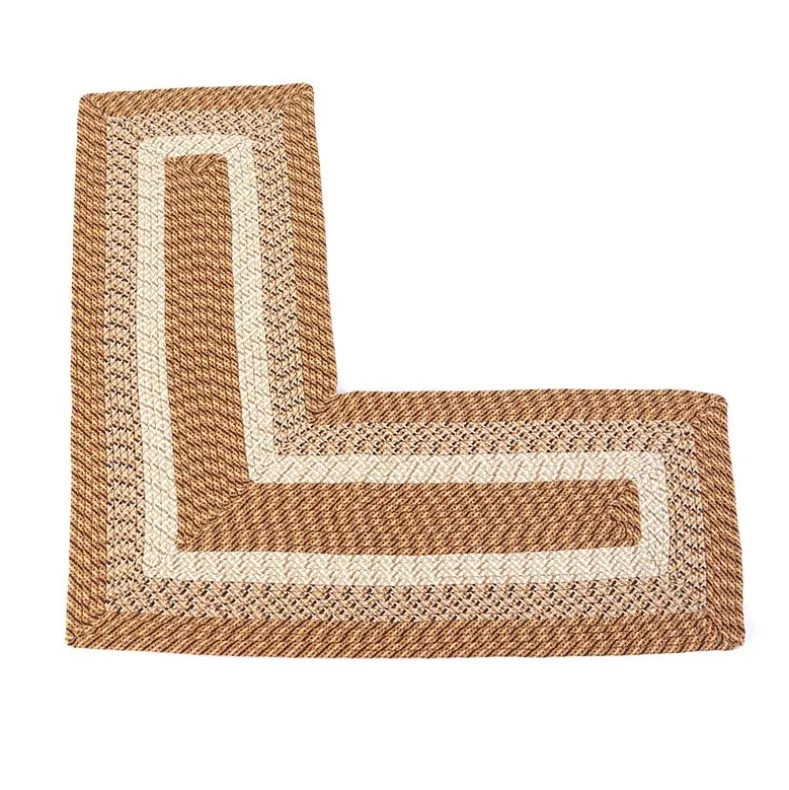 Country Braided Tan Corner Rug 5'8" x 5'8"