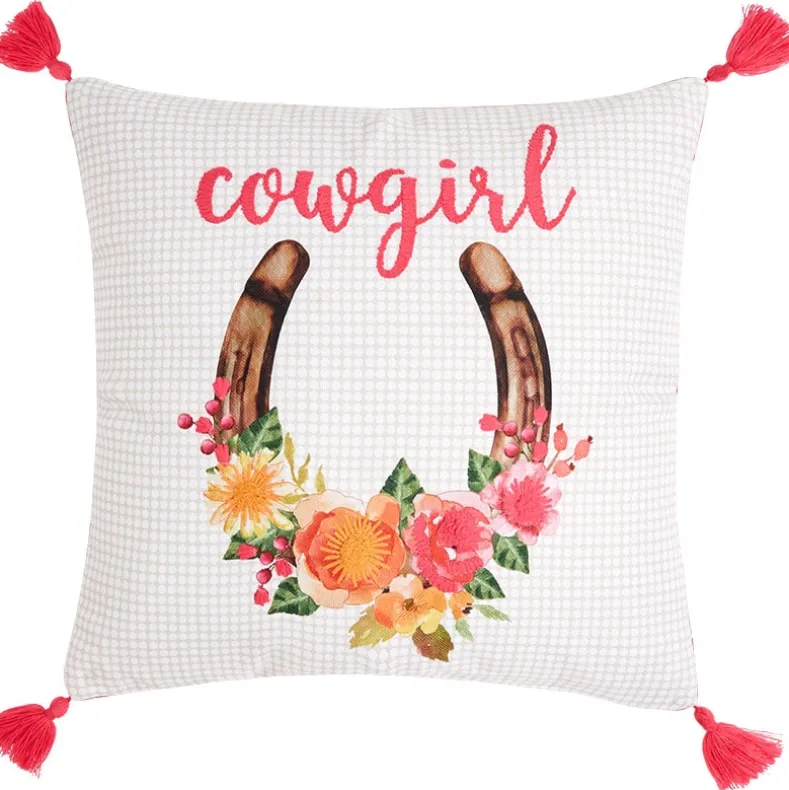Cowgirl Embroidered Decorative Pillow