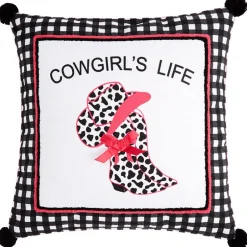 Cowgirl Embroidered Decorative Pillow