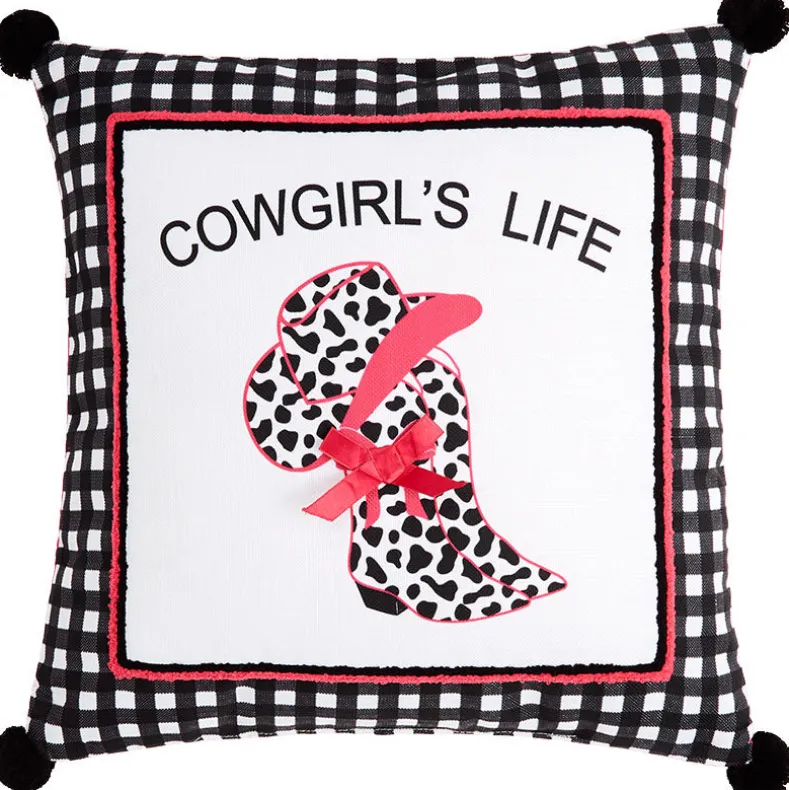 Cowgirl Embroidered Decorative Pillow