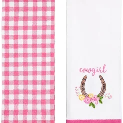 Cowgirl Themed Embroidered Kitchen Towels, Set of 2