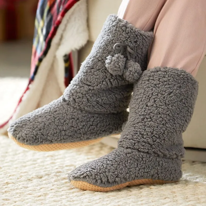 Cozy Sherpa Snuggle Socks Gray Small/Medium