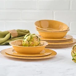 Crackle Lightweight Melamine Dinnerware Set - 12-Pc.