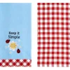 Daisy and Ladybug Embroidered Kitchen Towels, Set of 2