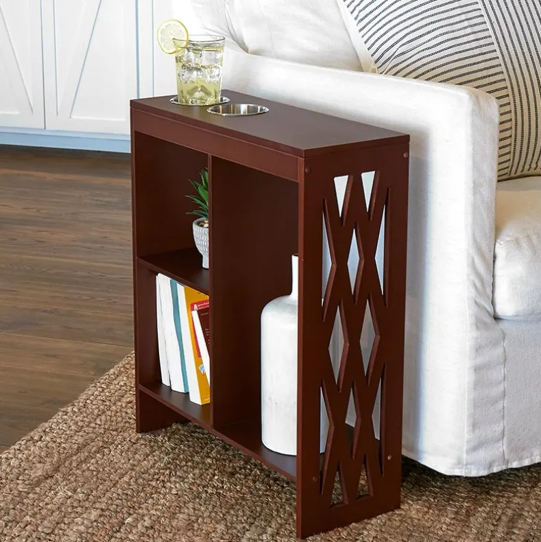 Decorative End Table with Drink Holder