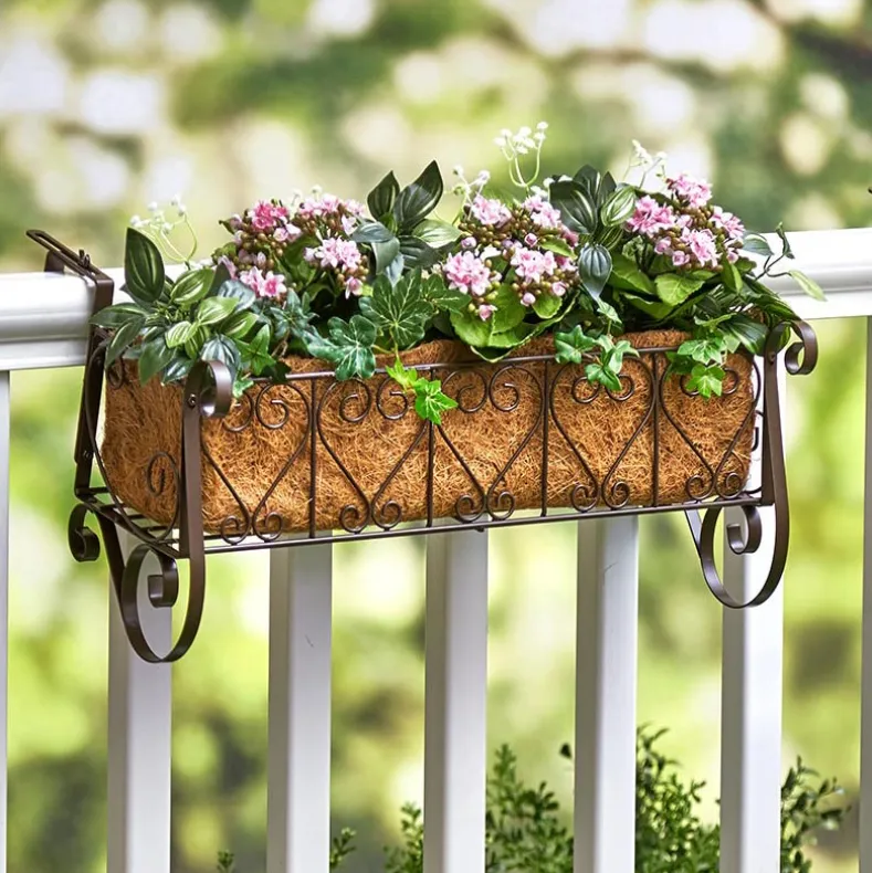 Decorative Fence and Rail Planters for Outdoor Flowers
