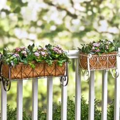 Decorative Fence and Rail Planters for Outdoor Flowers