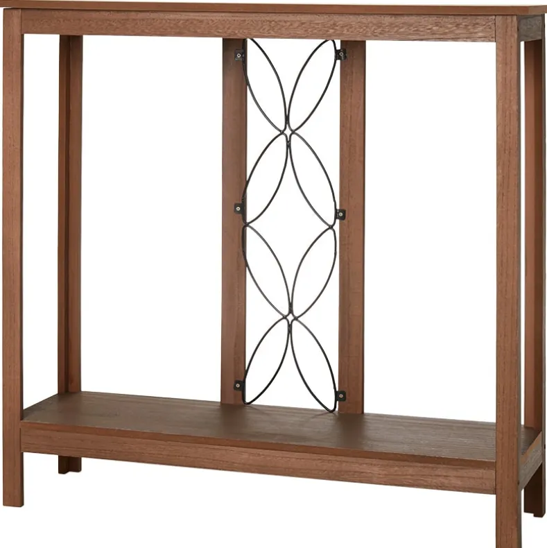 Decorative Wood-Like Console Table or Matching Shelf with Metal Scroll