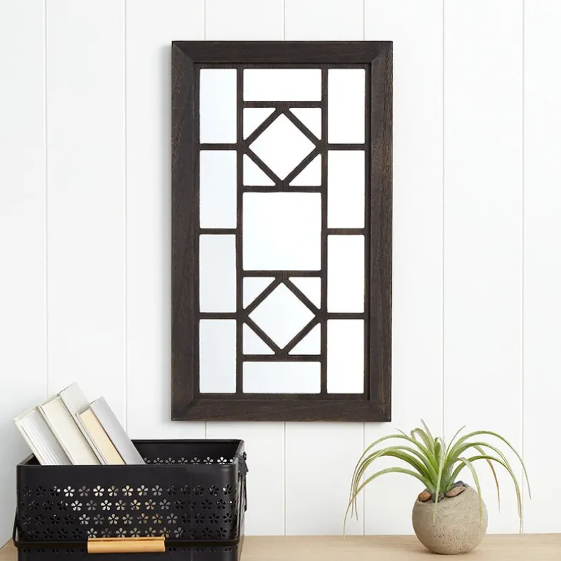 Decorative Wood Rectangular Black Framed Mirror