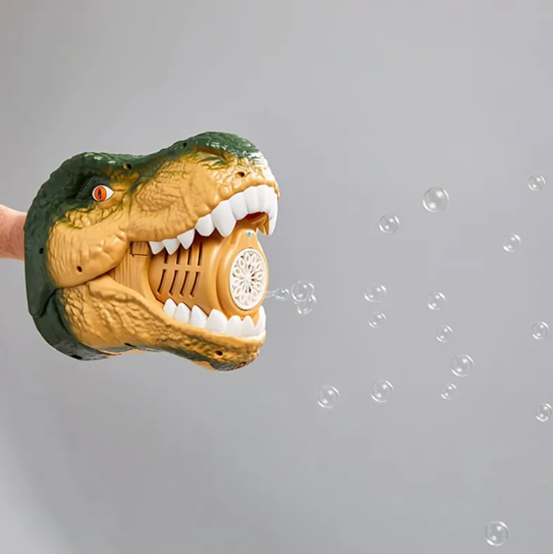 Dinosaur Bubble Machine - LED Light, Realistic Roaring, and Bubble Solution