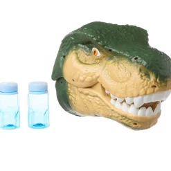 Dinosaur Bubble Machine - LED Light, Realistic Roaring, and Bubble Solution