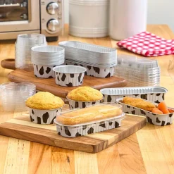 Disposable Cow Printed Oblong Mini Baking Tins - 25 Pack