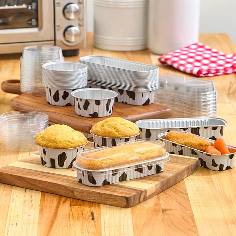 Disposable Cow Printed Round Mini Baking Tins - 25 Pack