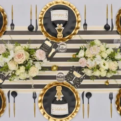 Disposible Gold Paper Salad Plate and Napkin Set for Celebrations