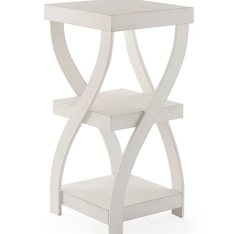 Distressed Twisted Wood Accent Table