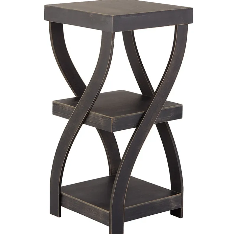 Distressed Twisted Wood Accent Table