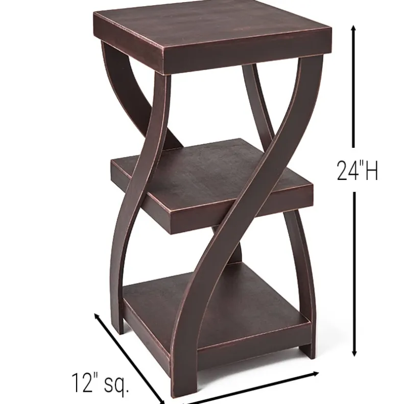 Distressed Twisted Wood Accent Table
