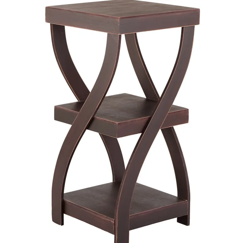 Distressed Twisted Wood Accent Table