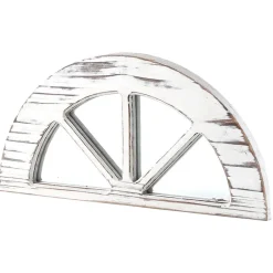 Distressed White Wood Windowpane Arch Mirror