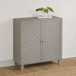 2-Door Gray Cabinet with Chevron Design