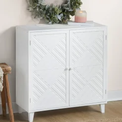 2-Door Gray Cabinet with Chevron Design