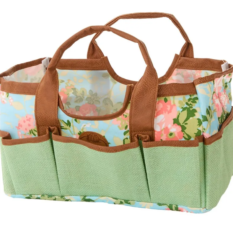 Durable Rose Print Canvas Tool Bag for Gardening