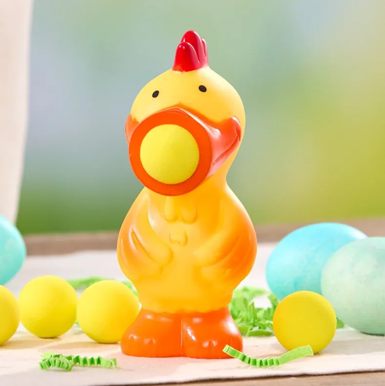 Easter Character Ball Popper Toy With 5 Foam Balls Bunny Or Chicken
