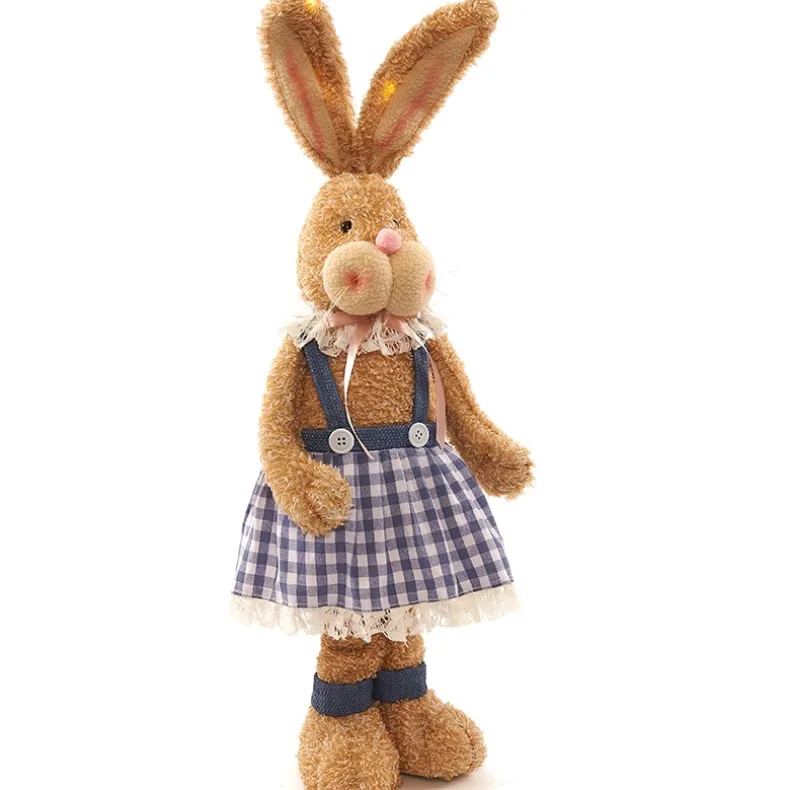 Easter Country Bunnies With Lighted Ears Or Blue Carrot Garland