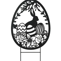 Easter Egg Silhouette Stake With Bunny And Flowers