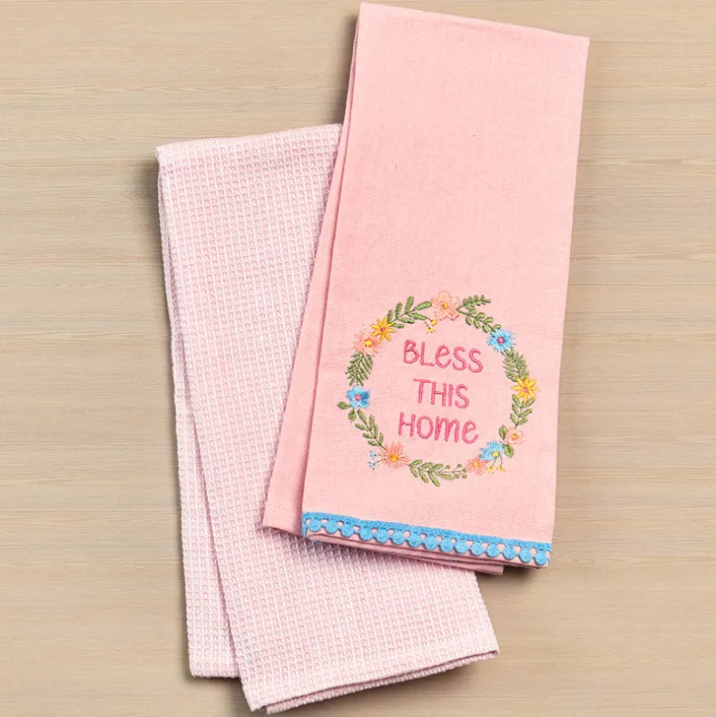 Easter Embroidered Religious Kitchen Towels, Set of 2