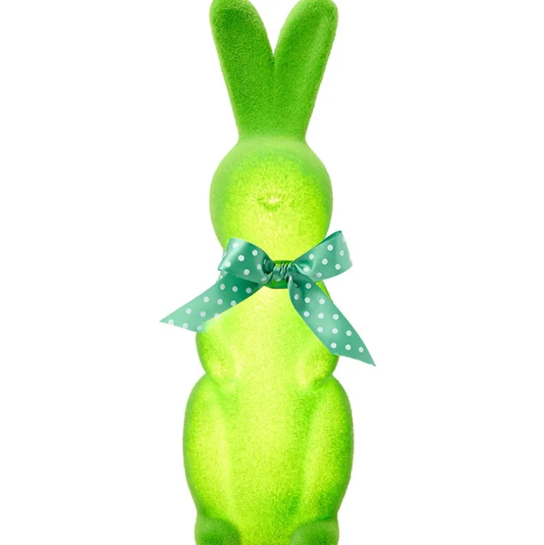 Easter Flocked Lighted Bunny Tabletop Décor - Green, Pink, Or Lavender