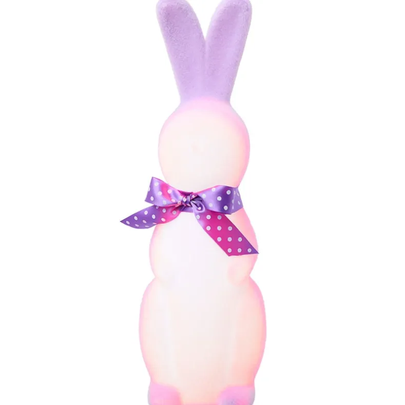 Easter Flocked Lighted Bunny Tabletop Décor - Green, Pink, Or Lavender