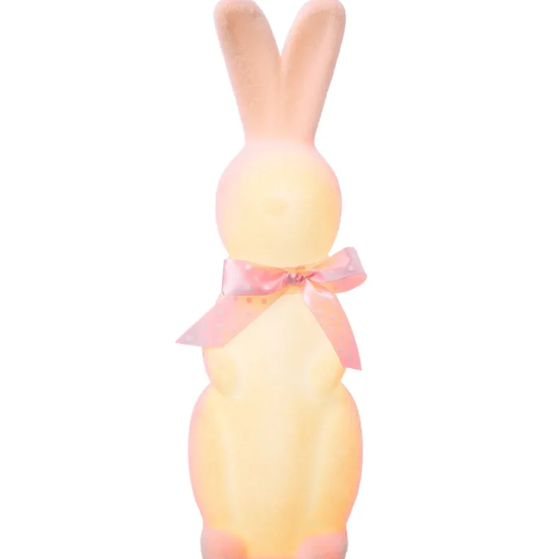 Easter Flocked Lighted Bunny Tabletop Décor - Green, Pink, Or Lavender